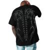 imageUOUA Mens Graphic Tees Vintage TShirts Oversized Letter Print Casual Crewneck Cotton Top Short Sleeve Rapper StreetwearBonewings Black