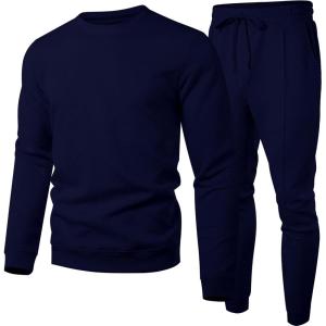 imageUOUA Mens 2 Piece Sweat Suits Set Long Sleeve Sweatshirt Jogging Sweatpants Tracksuits OutfitsNavy Blue