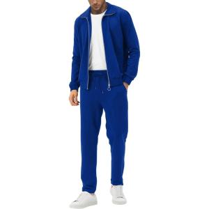 imageUOUA Mens 2 Piece Tracksuit Sets Casual Sweat Suits Outfit FullZip Jacket Jogging Pants Set for Sport AthleticBlue
