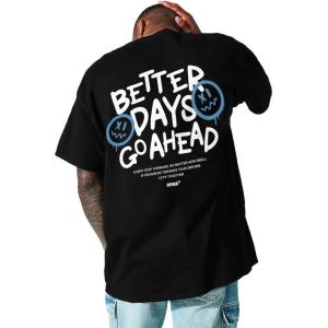 imageUOUA Mens Graphic Tees Vintage TShirts Oversized Letter Print Casual Crewneck Cotton Top Short Sleeve Rapper StreetwearSlogan Letter