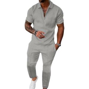 imageUOUA Mens Sweat Suits Set Tracksuit 2 Piece Outfits Short Sleeve Casual Sweatshirt ampamp Loose Jogging PantsGrey