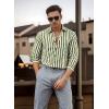imageVATPAVE Mens Casual Stylish Striped Shirt Long Sleeve Button Down Shirt Regular Fit Dress Shirt with PocketArmy Green