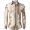 imageVATPAVE Mens Casual Stylish Striped Shirt Long Sleeve Button Down Shirt Regular Fit Dress Shirt with PocketBrown
