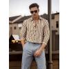imageVATPAVE Mens Casual Stylish Striped Shirt Long Sleeve Button Down Shirt Regular Fit Dress Shirt with PocketBrown