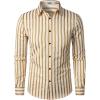 imageVATPAVE Mens Casual Stylish Striped Shirt Long Sleeve Button Down Shirt Regular Fit Dress Shirt with PocketKhaki