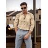 imageVATPAVE Mens Casual Stylish Striped Shirt Long Sleeve Button Down Shirt Regular Fit Dress Shirt with PocketKhaki
