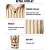 imageVATPAVE Mens Casual Stylish Striped Shirt Long Sleeve Button Down Shirt Regular Fit Dress Shirt with PocketKhaki
