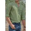 imageVATPAVE Mens Cotton Banded Collar Shirt Casual Button Down Long Sleeve Dress Shirts with PocketArmy Green