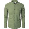 imageVATPAVE Mens Cotton Banded Collar Shirt Casual Button Down Long Sleeve Dress Shirts with PocketArmy Green