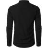 imageVATPAVE Mens Cotton Banded Collar Shirt Casual Button Down Long Sleeve Dress Shirts with PocketBlack