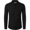 imageVATPAVE Mens Cotton Banded Collar Shirt Casual Button Down Long Sleeve Dress Shirts with PocketBlack