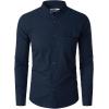 imageVATPAVE Mens Cotton Banded Collar Shirt Casual Button Down Long Sleeve Dress Shirts with PocketNavy