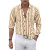 imageVATPAVE Mens Casual Stylish Striped Shirt Long Sleeve Button Down Shirt Regular Fit Dress Shirt with PocketKhaki