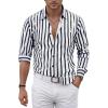 imageVATPAVE Mens Casual Stylish Striped Shirt Long Sleeve Button Down Shirt Regular Fit Dress Shirt with PocketNavy