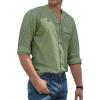 imageVATPAVE Mens Cotton Banded Collar Shirt Casual Button Down Long Sleeve Dress Shirts with PocketArmy Green