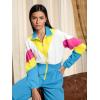 imageUOUA 80s Outfit for Women 90s Costume Jumpsuits Long Sleeves Windbreaker One Piece Party TracksuitBlue White