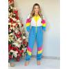 imageUOUA 80s Outfit for Women 90s Costume Jumpsuits Long Sleeves Windbreaker One Piece Party TracksuitBlue White