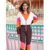 imageUOUA 80s Outfit for Women 90s Costume Jumpsuits Long Sleeves Windbreaker One Piece Party TracksuitBrown White