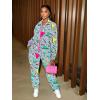 imageUOUA 80s Outfit for Women 90s Costume Jumpsuits Long Sleeves Windbreaker One Piece Party TracksuitGreenish Print