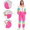 imageUOUA 80s Outfit for Women 90s Costume Jumpsuits Long Sleeves Windbreaker One Piece Party TracksuitGreenish Print