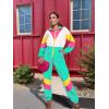 imageUOUA 80s Outfit for Women 90s Costume Jumpsuits Long Sleeves Windbreaker One Piece Party TracksuitMint White