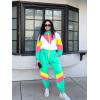 imageUOUA 80s Outfit for Women 90s Costume Jumpsuits Long Sleeves Windbreaker One Piece Party TracksuitMint White