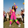 imageUOUA 80s Outfit for Women 90s Costume Jumpsuits Long Sleeves Windbreaker One Piece Party TracksuitPink