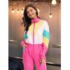 imageUOUA 80s Outfit for Women 90s Costume Jumpsuits Long Sleeves Windbreaker One Piece Party TracksuitPink White
