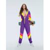 imageUOUA 80s Outfit for Women 90s Costume Jumpsuits Long Sleeves Windbreaker One Piece Party TracksuitPurple