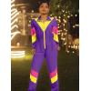 imageUOUA 80s Outfit for Women 90s Costume Jumpsuits Long Sleeves Windbreaker One Piece Party TracksuitPurple
