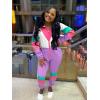 imageUOUA 80s Outfit for Women 90s Costume Jumpsuits Long Sleeves Windbreaker One Piece Party TracksuitPurple White