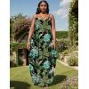 imageUOUA Hawaiian Dresses Women Plus Size Luau Party Sundress Summer Maxi Tropical Boho Beach DressLeaf Blue