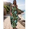 imageUOUA Hawaiian Dresses Women Plus Size Luau Party Sundress Summer Maxi Tropical Boho Beach DressLeaf Blue