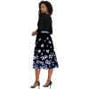 imageUOUA Women Wrap Midi Dress Casual Floral ALine Dresses 34 Sleeves VNeck Cocktail Party DressBlack