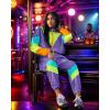 imageUOUA Womens Color Block 2 Piece 80s 90s Outfits Long Sleeve Windbreaker Jacket Tracksuit SetBlue Purple