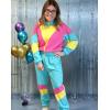 imageUOUA Womens Color Block 2 Piece 80s 90s Outfits Long Sleeve Windbreaker Jacket Tracksuit SetLight Blue