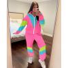 imageUOUA Womens Color Block 2 Piece 80s 90s Outfits Long Sleeve Windbreaker Jacket Tracksuit SetLight Pink