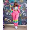 imageUOUA Womens Color Block 2 Piece 80s 90s Outfits Long Sleeve Windbreaker Jacket Tracksuit SetLight Pink