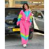 imageUOUA Womens Color Block 2 Piece 80s 90s Outfits Long Sleeve Windbreaker Jacket Tracksuit SetLight Pink