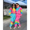 imageUOUA Womens Color Block 2 Piece 80s 90s Outfits Long Sleeve Windbreaker Jacket Tracksuit SetLight Pink