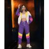 imageUOUA Womens Color Block 2 Piece 80s 90s Outfits Long Sleeve Windbreaker Jacket Tracksuit SetPurple White