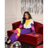 imageUOUA Womens Color Block 2 Piece 80s 90s Outfits Long Sleeve Windbreaker Jacket Tracksuit SetPurple White