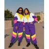 imageUOUA Womens Color Block 2 Piece 80s 90s Outfits Long Sleeve Windbreaker Jacket Tracksuit SetPurple White