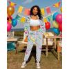 imageUOUA Womens Color Block 2 Piece 80s 90s Outfits Long Sleeve Windbreaker Jacket Tracksuit SetWhite Graphic