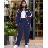 imageUOUA Womens Plus Size Jogging Suit 2 Piece Sweatsuit Long Sleeve Jacket ampamp Pants Two Piece Track Set OutfitPatchwork Navy