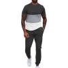 imageUOUA Mens 2 Piece Sweatsuits Outfits Short Sleeve Pullover Loungewear ampamp Joggers Sweatpants Summer Casual Track Suits SetDarkgreyblockwhite