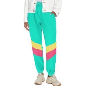 imageUOUA Womens 80s Pants 90s Neon Workout with Pocket for Fun Theme Party Reversible Casual SweatpantsMint Green