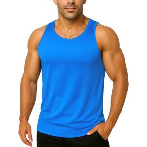 imageBoladeci Mens Tank Top Workout Athletic Quick Dry UPF 50 Sun Protection Lightweight Summer Beach Gym Sleeveless ShirtsAzure