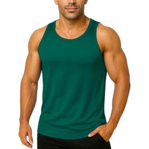 imageBoladeci Mens Tank Top Workout Athletic Quick Dry UPF 50 Sun Protection Lightweight Summer Beach Gym Sleeveless ShirtsEmerald Green