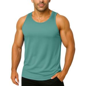 imageBoladeci Mens Tank Top Workout Athletic Quick Dry UPF 50 Sun Protection Lightweight Summer Beach Gym Sleeveless ShirtsGray Green